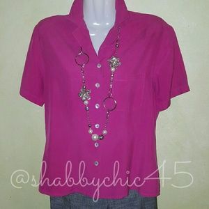 2/$25 Silk Fuchsia Button Down Shirt