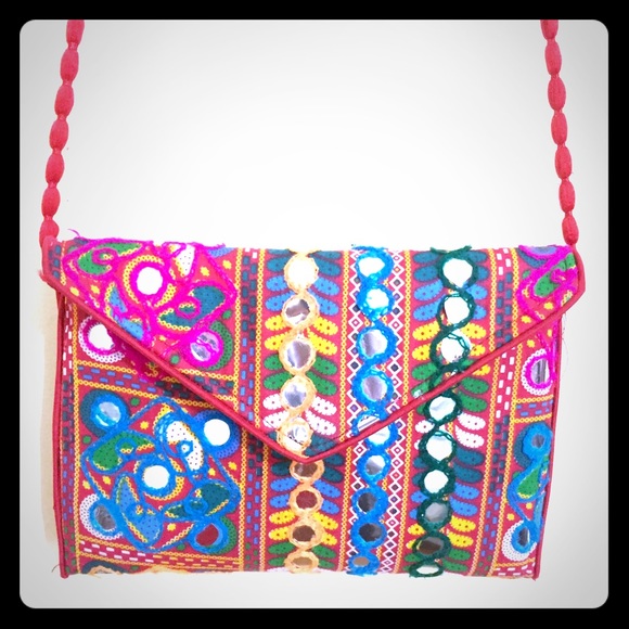 LF colorful embroidered clutch with strap! - Picture 2 of 5