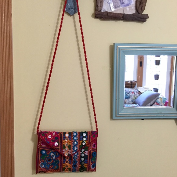 LF colorful embroidered clutch with strap! - Picture 3 of 5