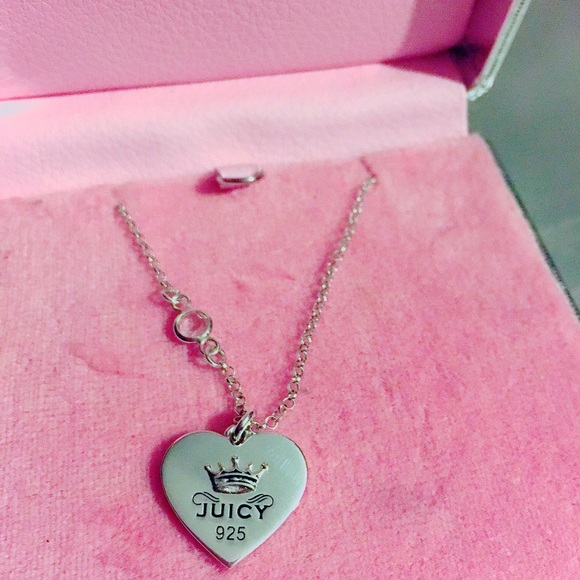 NIB Juicy Couture Silver Heart Tag Logo Necklace