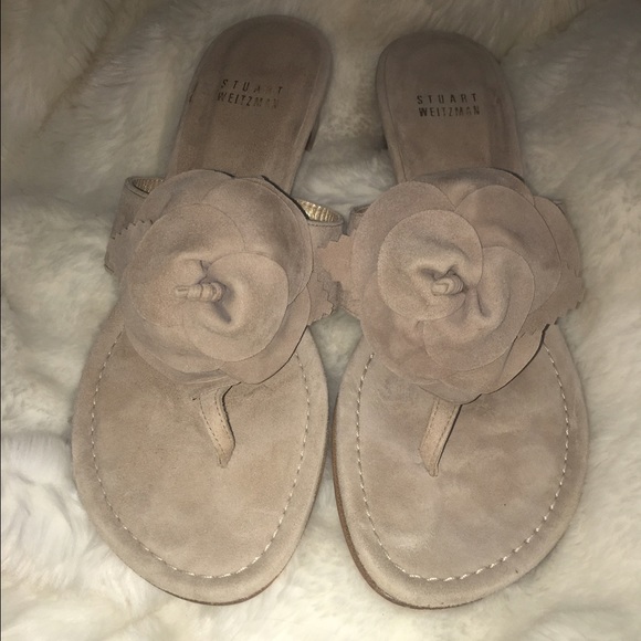 Stuart Weitzman Suede Rosen Sandal - Beige/Taupe