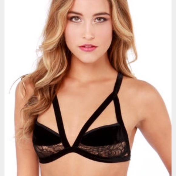 For Love and Lemons Black Velvet Bra