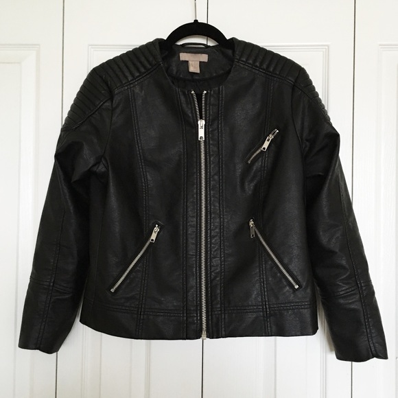 H&M faux leather bomber jacket