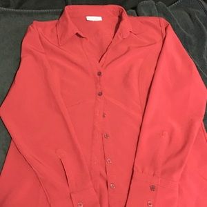 EUC garnet color silky dress barn blouse size xl