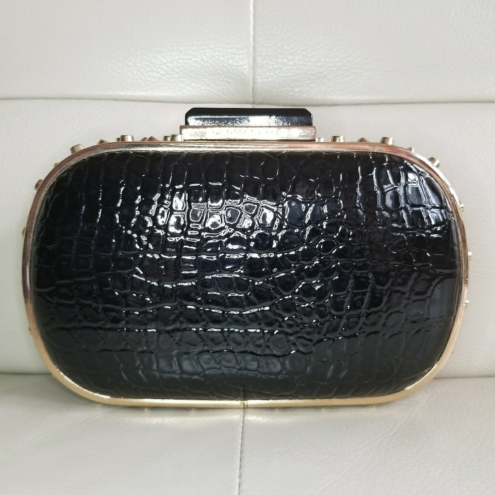 BCBG MAXAZRIA, Studded Snake Minaudiere Clutch NEW