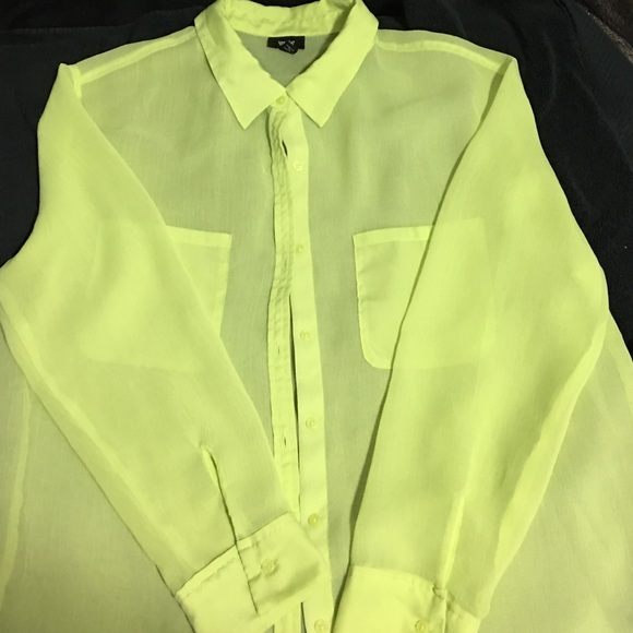 EUC mossimo neon yellow chiffon blouse size xl