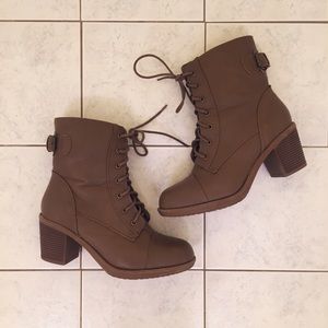 Lace Up Heeled Combat Boots