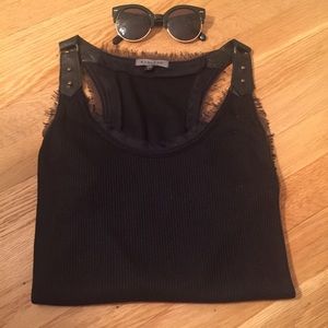 NWOT Kymerah Black Tank with 100% Leather Straps
