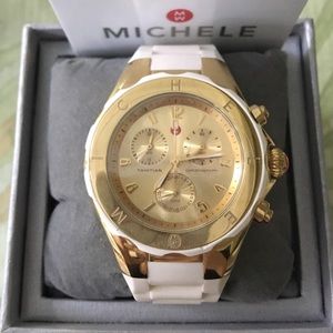 Michele white gold jelly watch