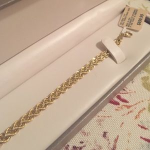 NWT 10K Gold Double Heart Rope Bracelet