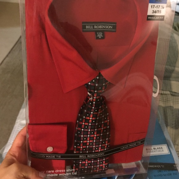 Red men's dress shirt