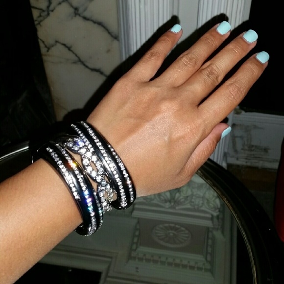 FLASH SALE Stack of Pave Bangles - Picture 1 of 2