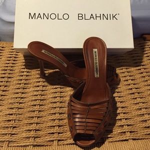 Open toe 3 inch heel slip on