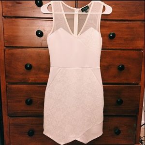 Topshop White Floral and Mesh Dress