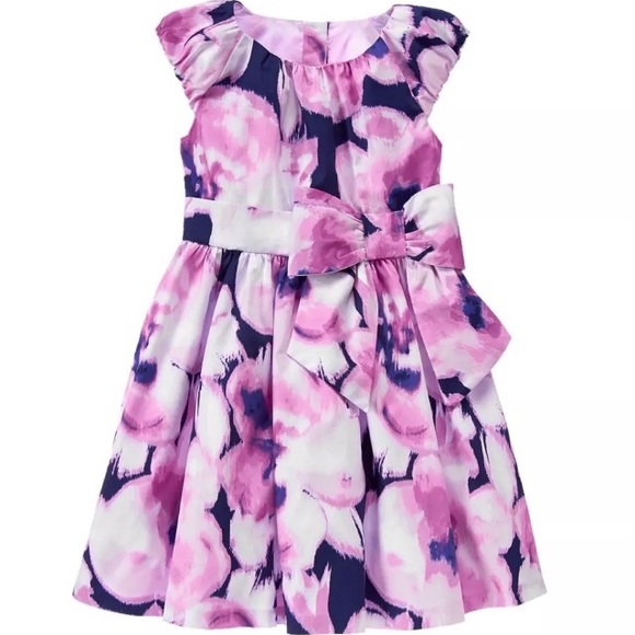 GYMBOREE LAVENDER  FLORAL SATEEN BOW DRESS 2t