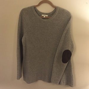 Madewell Grey Sweater w/ Leather Elbow Patches