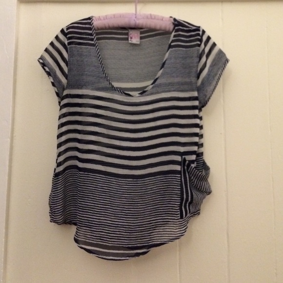 Sheer blue & white stripped top