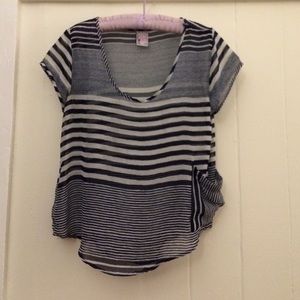 Sheer blue & white stripped top