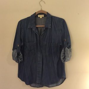 Anthropologie Chambray Denim Button Up