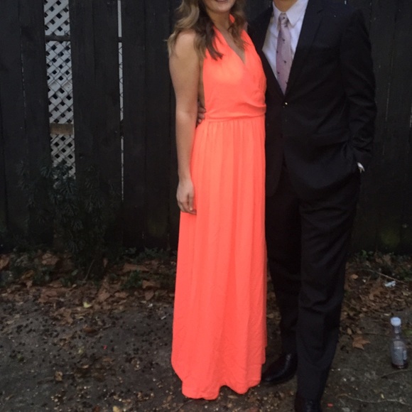 Neon orange prom dress