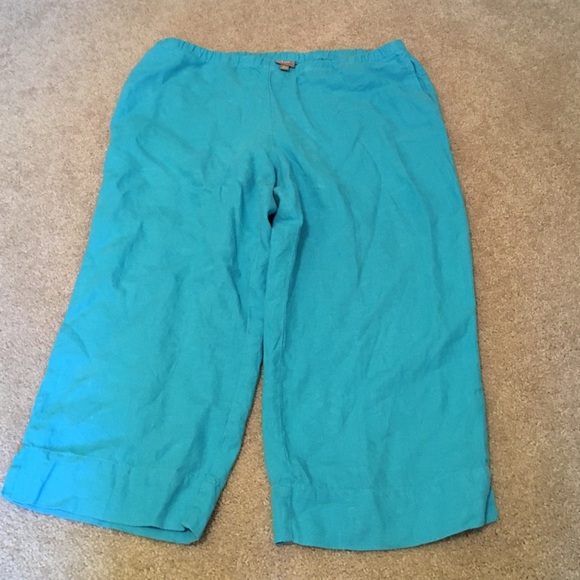 J. Jill Aqua XL linen crops!