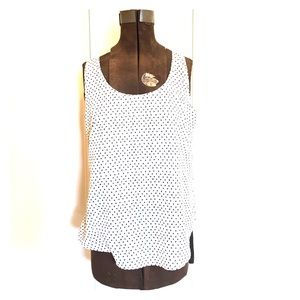 White tank with blue polka dots