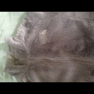 Light silver grey fuzzy north face jacket
