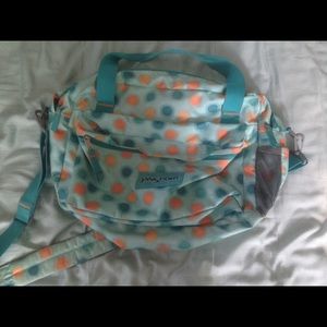 Jansport polka dot duffle bag