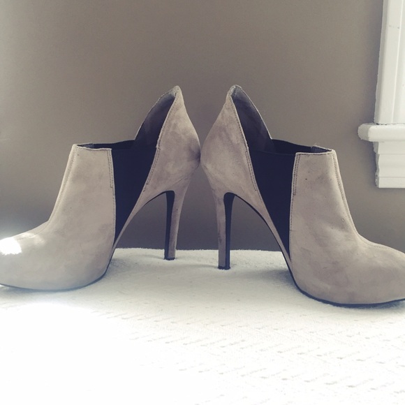 BCBG Grey Suede Heeled Booties - Picture 2 of 4