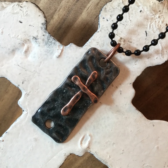 ✝Custom Hammered Cross Dogtag✝