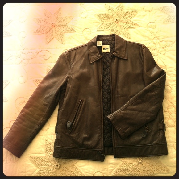 DKNY leather bomber jacket