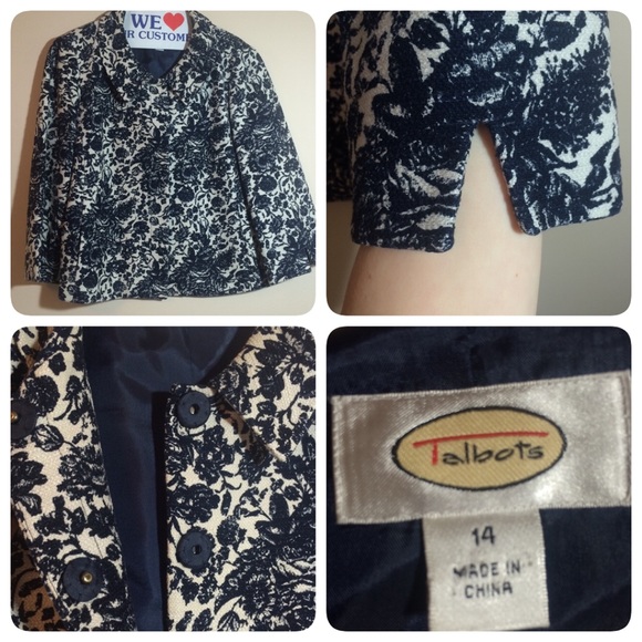 Talbots Navy Flowered Jacket
