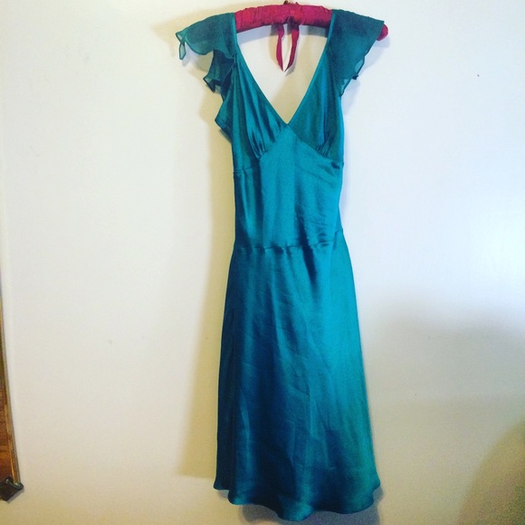 Dark royal green cocktail dress