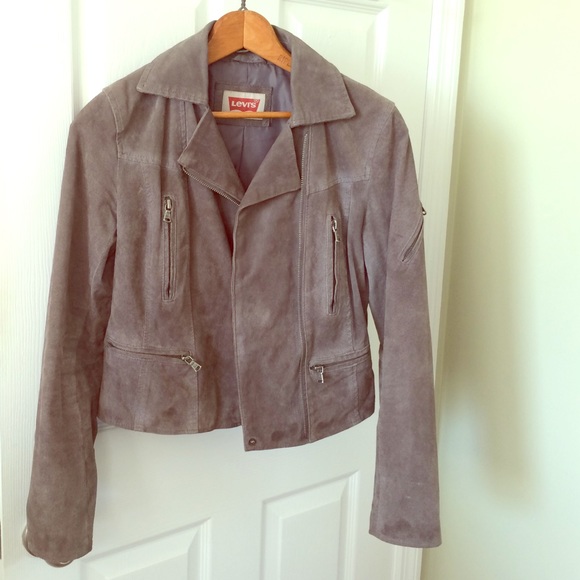 Gray suede leather jacket