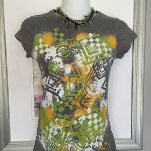 Charlotte Russe T-shirt gray vintage distress