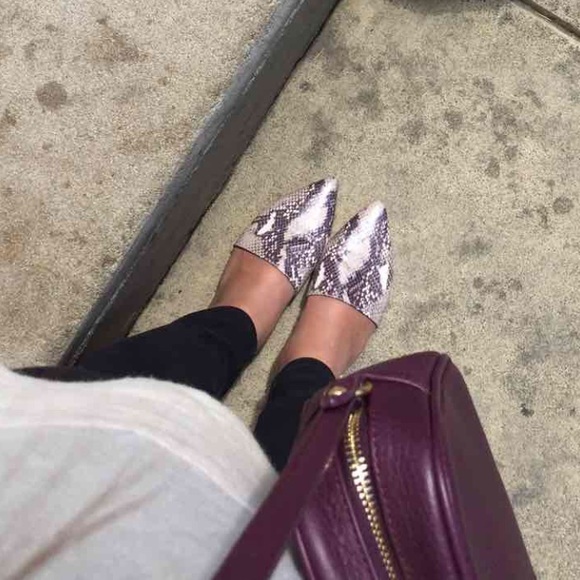 Nine West Point Toe Snakeskin Flats