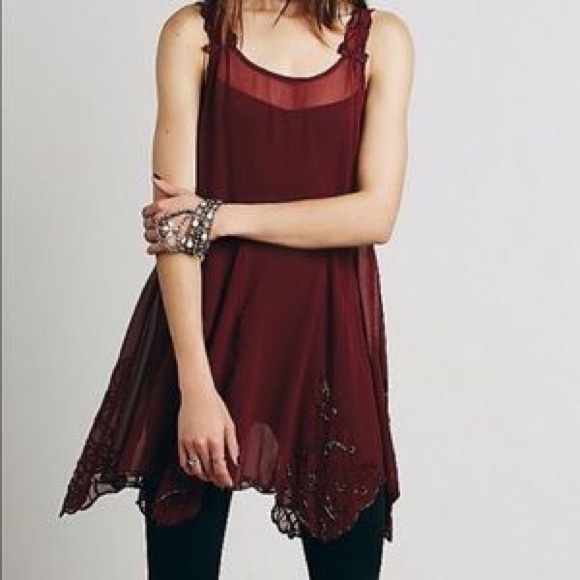 Free people beaded tunic top, never worn