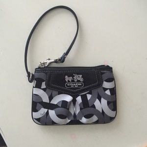 Coach Wallet Fabric Leather gray/ multi Wristlet