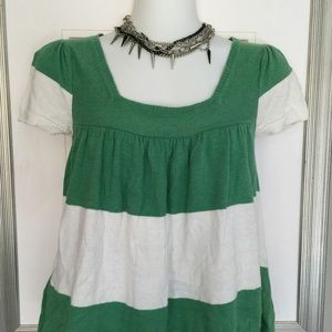 Mossimo Woman's crop sweater top green & white