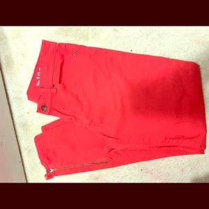 Red Gap Jeans with Ankle Zipper