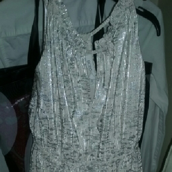 Silver and white BCBG romper