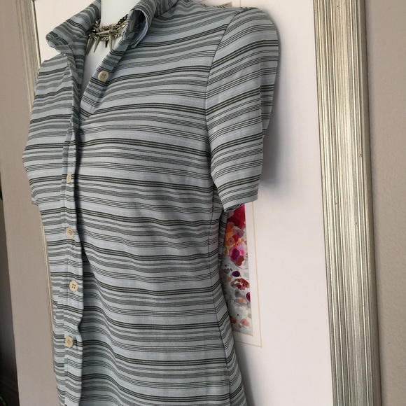 Vintage Parallel basics button stripe retro top - Picture 2 of 3