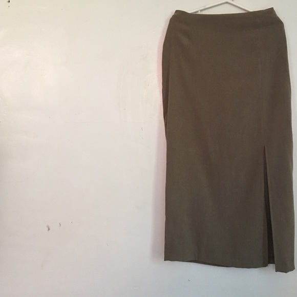 Long suede skirt with side slit