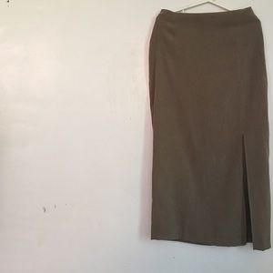 Long suede skirt with side slit