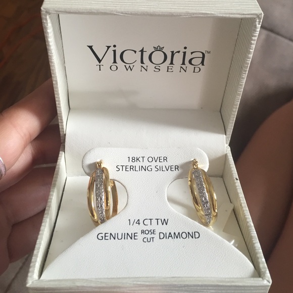 Gold and rose cut diamond Hoops