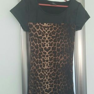 Black party top with leopard print