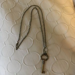 Angel Court long key bronze statement necklace