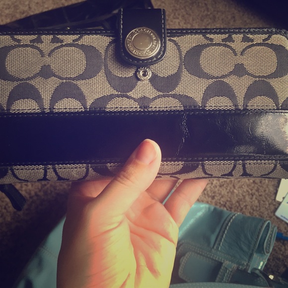 Large grey and black authentic Coach wallet