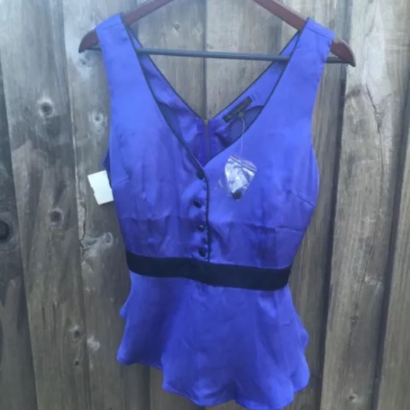 LUCCA COUTURE Blue Zip-Racer back Shirt Tank Top