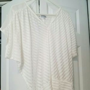 Sheer striped ivory shirt.